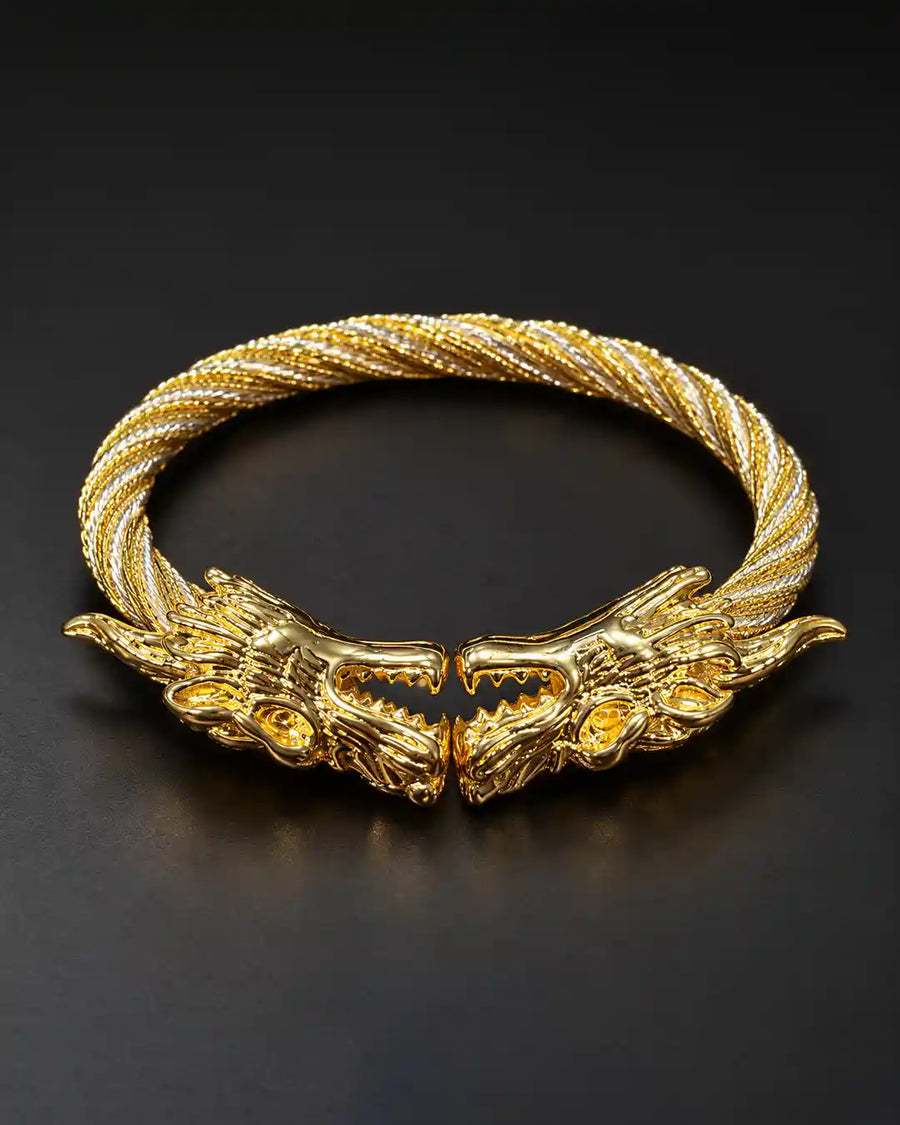 Dual Tone Dragon Cuff Bracelet - Desire by Bharat Ahuja