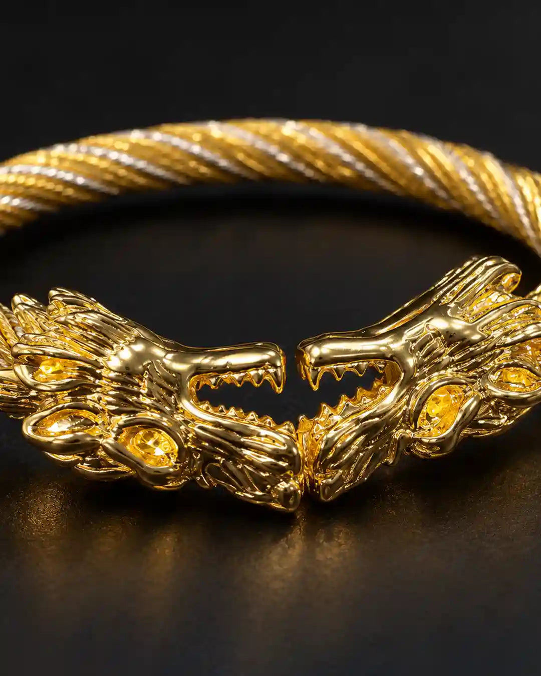 Dual Tone Dragon Cuff Bracelet