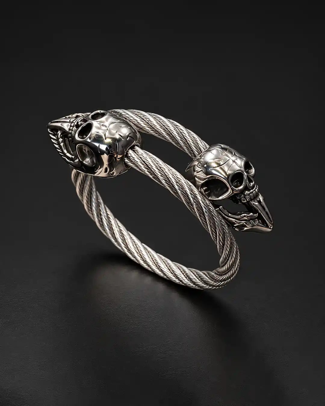 Silver Skull Cable Bracelet