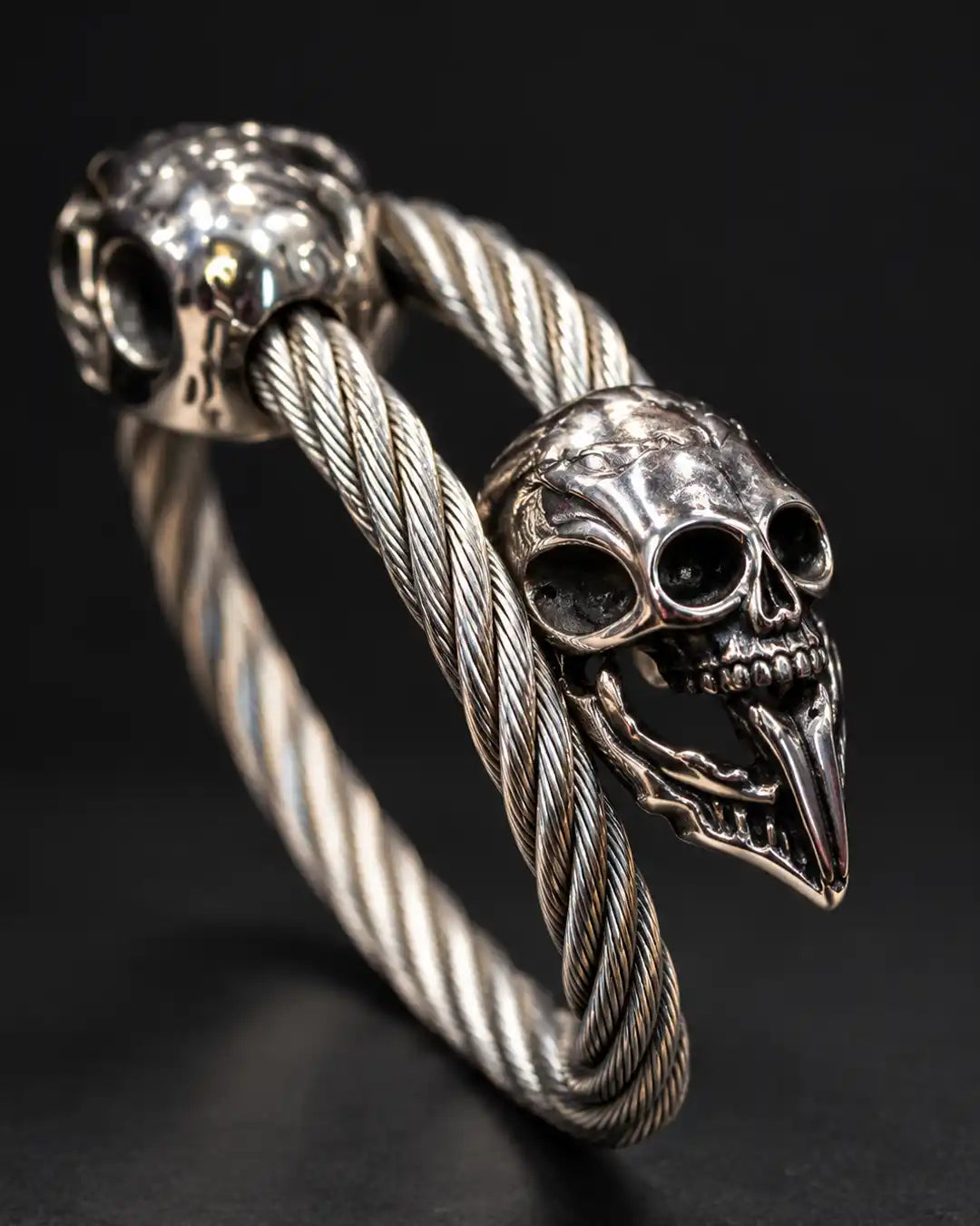 Silver Skull Cable Bracelet
