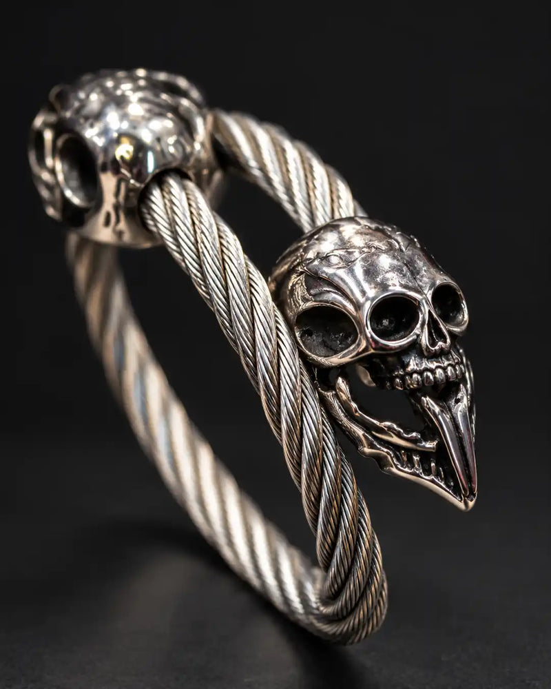 Silver Skull Cable Bracelet