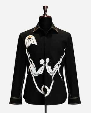 Black Artistic Embroidered Shirt