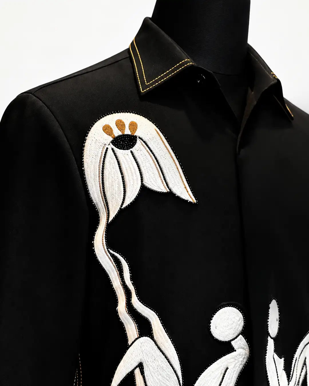 Black Artistic Embroidered Shirt