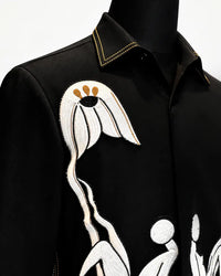 Black Artistic Embroidered Shirt