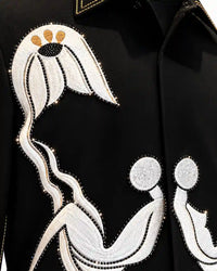 Black Artistic Embroidered Shirt