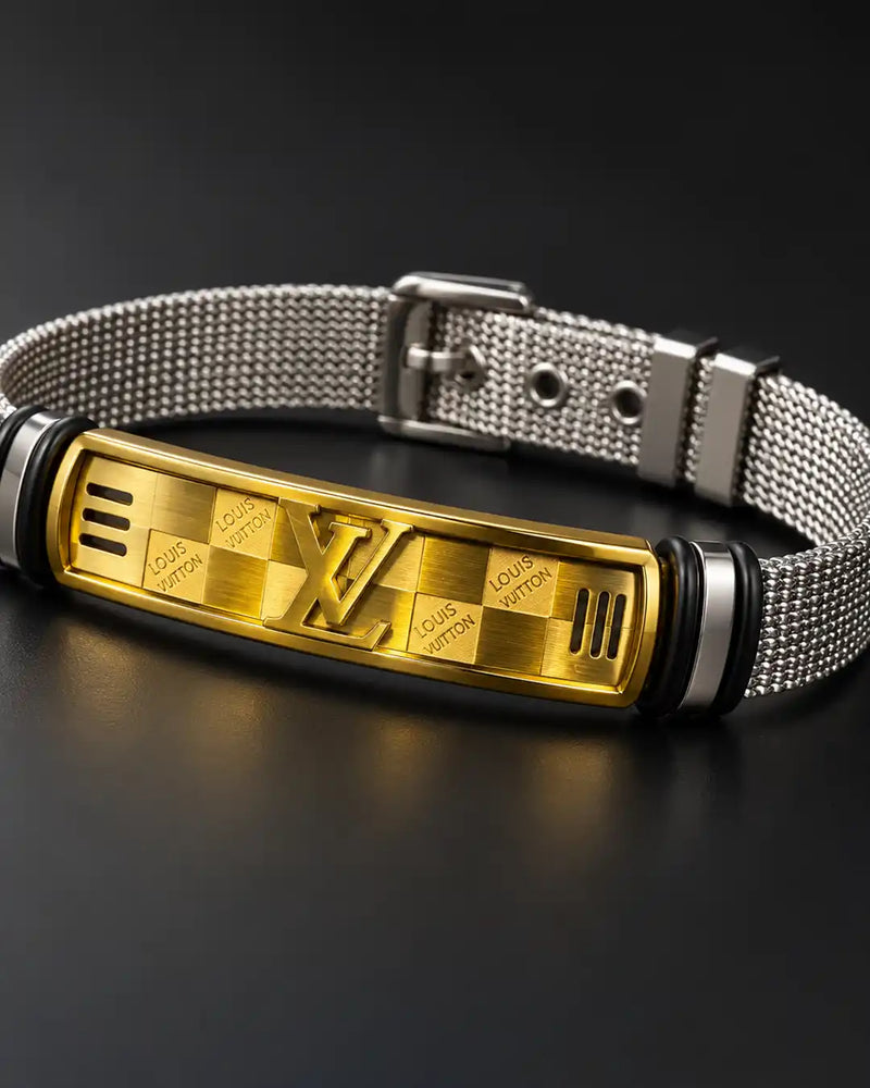 Gold Logo Mesh Bracelet