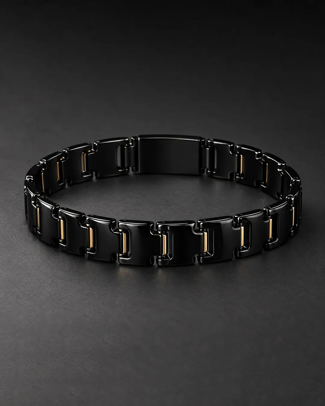 Black Geometric Link Bracelet