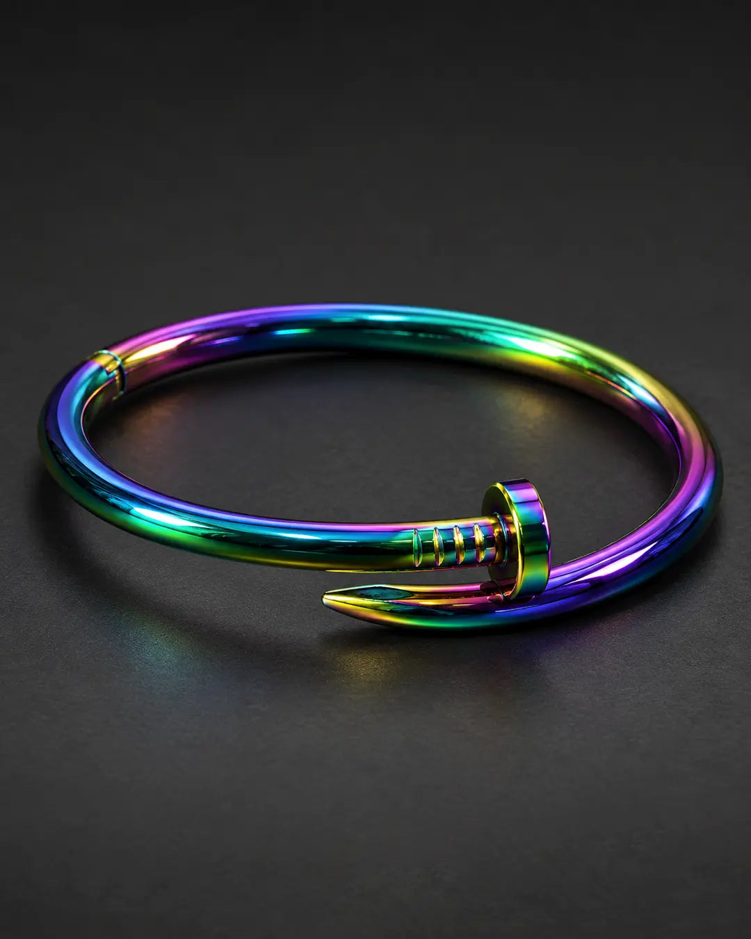 Rainbow Nail Bangle Bracelet