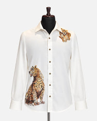 Ivory Leopard Designer Shirt