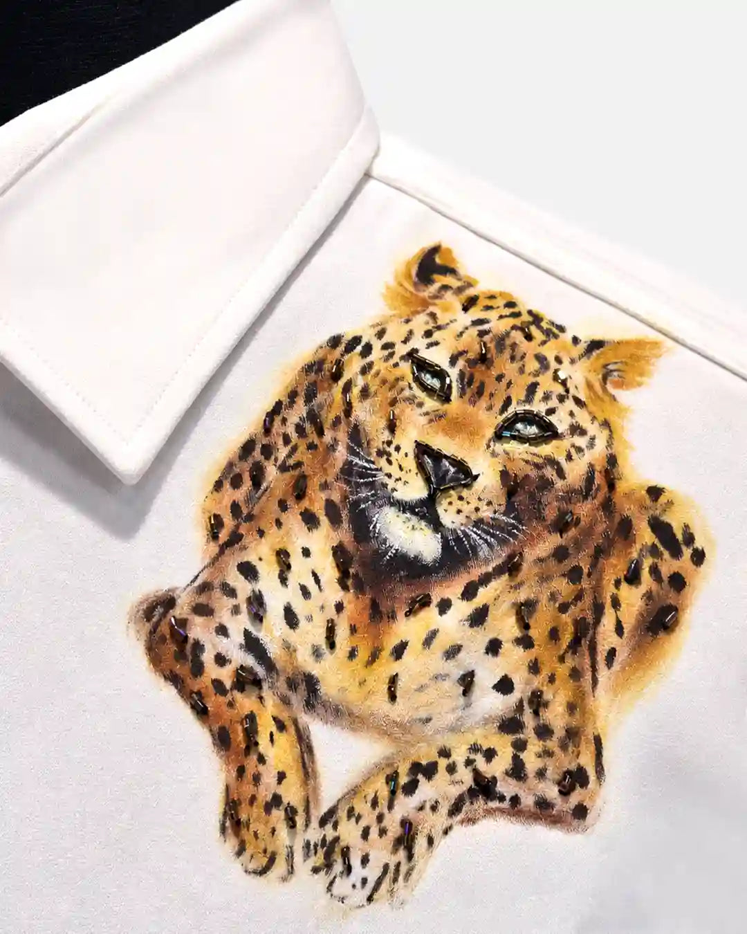 Ivory Leopard Designer Shirt
