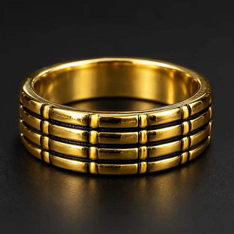 Gold Grid Band Ring