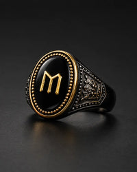 Black & Gold Emblem Ring