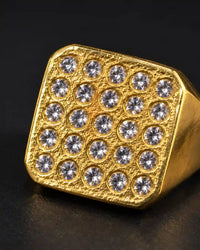 Gold Crystal Signet Ring