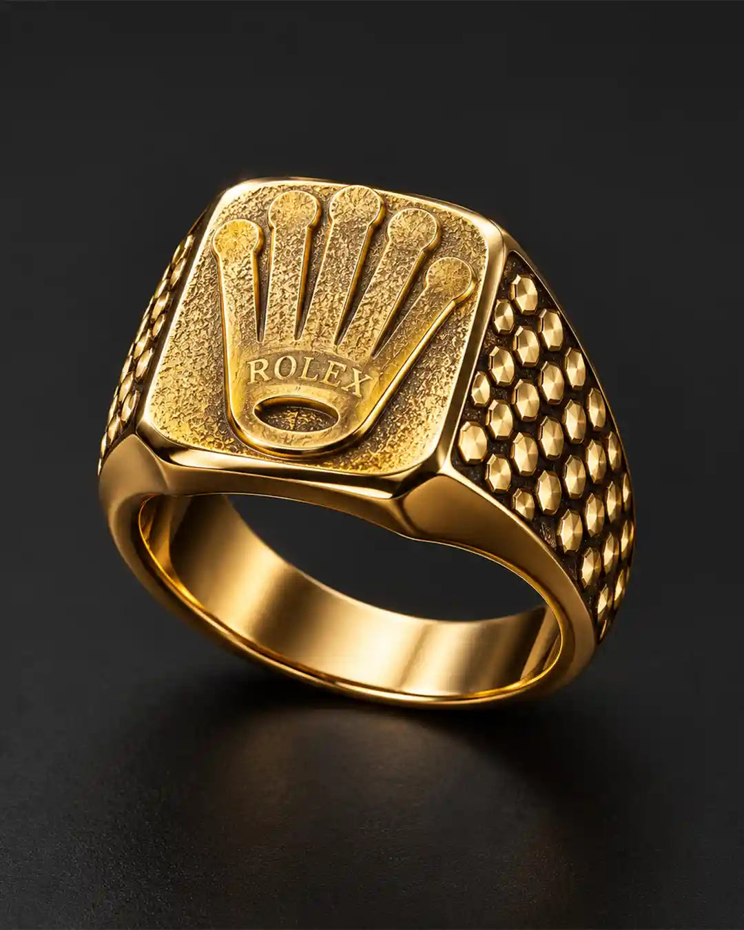 Gold Crown Signet Ring