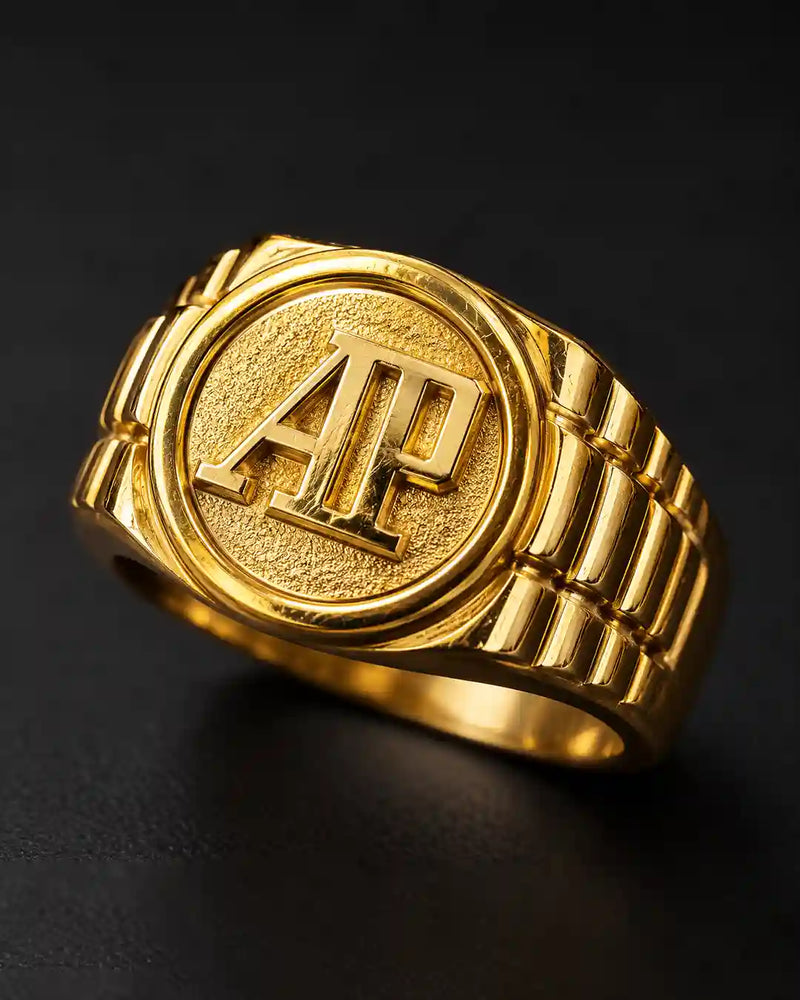 Gold AP Statement Ring