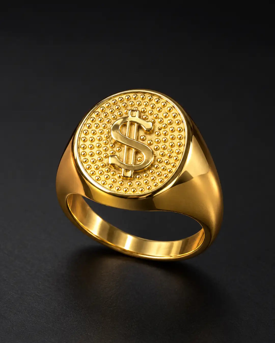 Gold Dollar Signet Ring