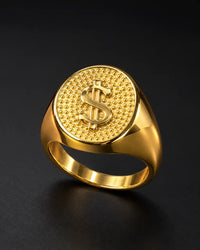 Gold Dollar Signet Ring