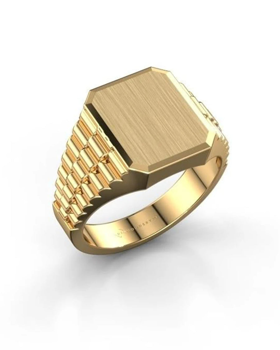 Gold Brushed Square Signet Ring - Desire by Bharat Ahuja