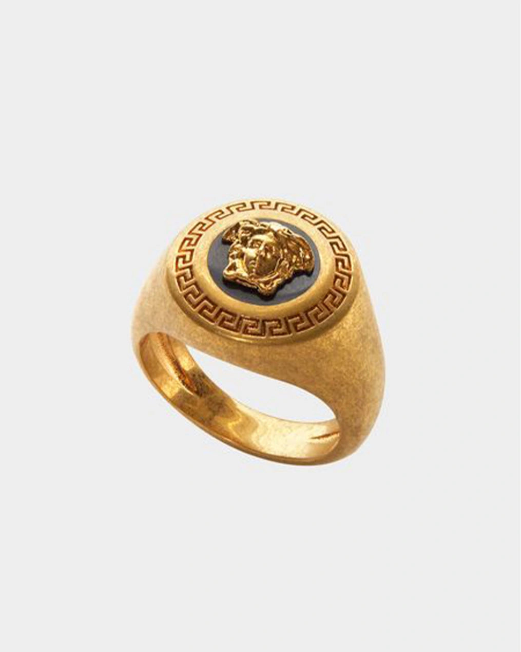 Gold Medusa Round Signet Ring