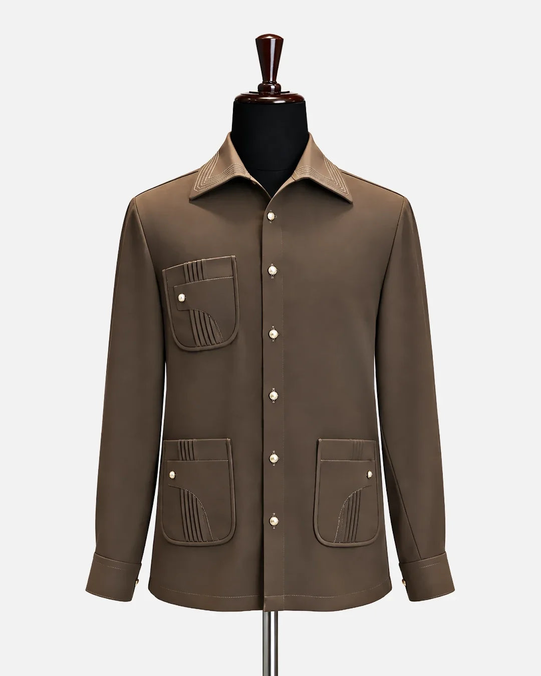 Brown utility designer shirt with multi-pocket detailing for men - Desire by Bharat Ahuja