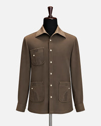 Brown utility designer shirt with multi-pocket detailing for men - Desire by Bharat Ahuja