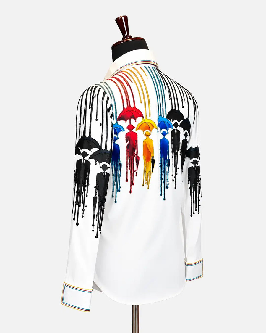 Ivory Umbrella Art Shirt - Desire by Bharat Ahuja