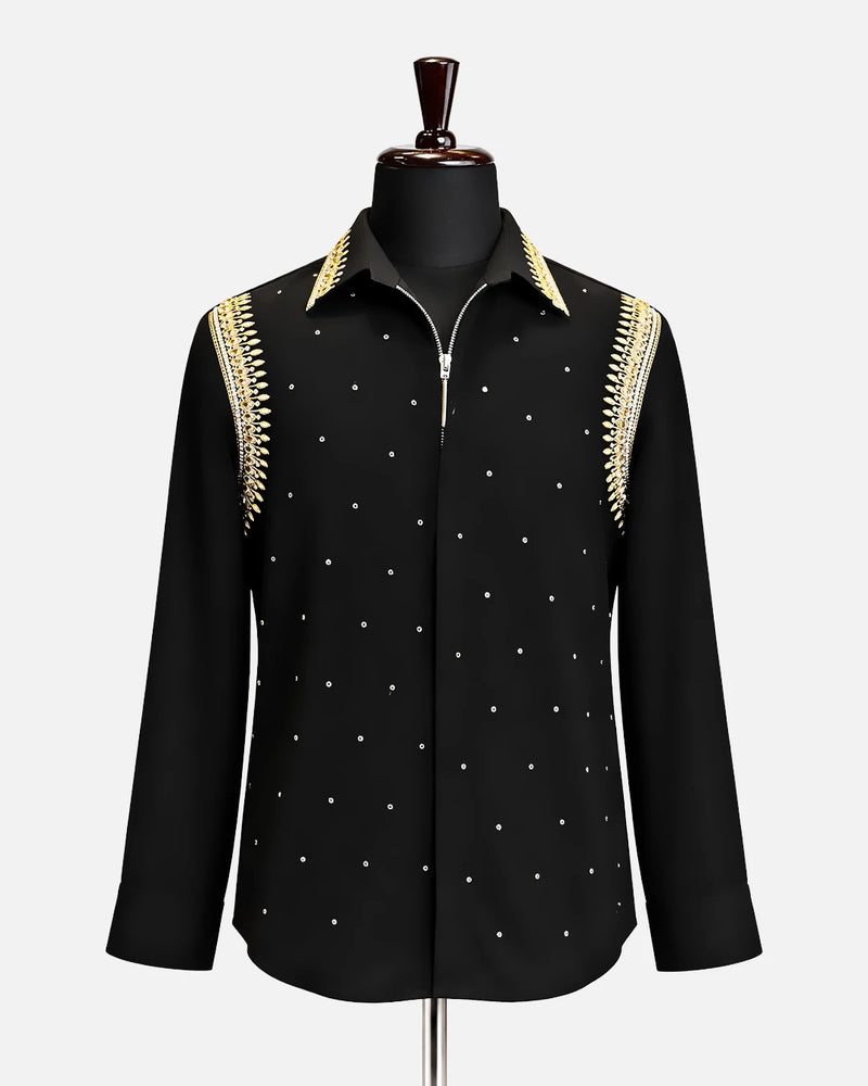 Black Regal Gold Embellished Shirt