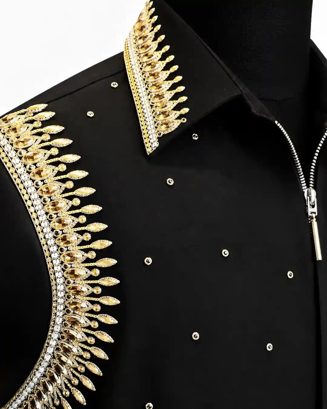 Black Regal Gold Embellished Shirt
