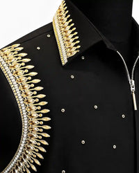 Black Regal Gold Embellished Shirt