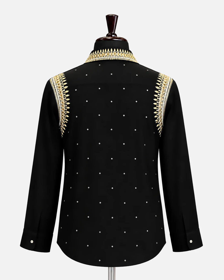 Black Regal Gold Embellished Shirt - Desire by Bharat Ahuja