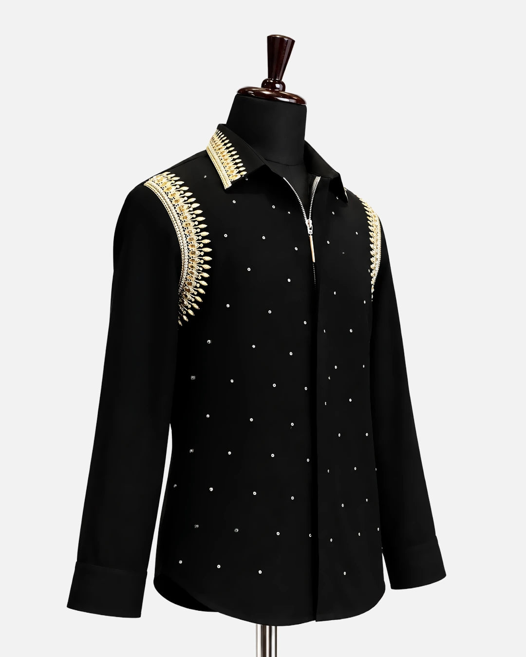 Black Regal Gold Embellished Shirt