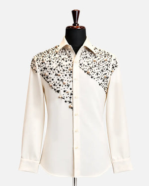 Ivory Shell & Black Crystal Embellished Shirt