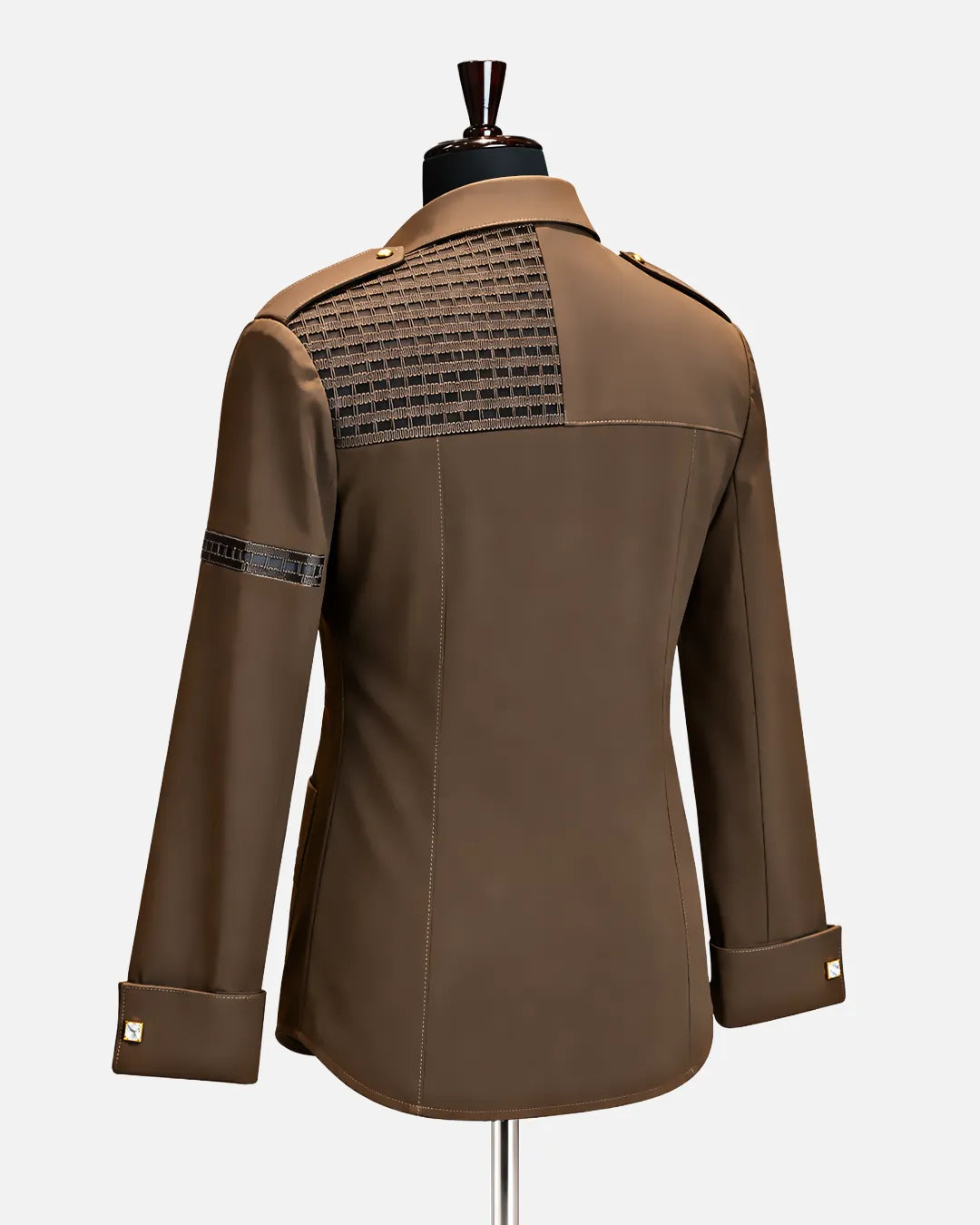 Brown utility panel designer shirt with textured contrast panel, view 2 - Desire by Bharat Ahuja
