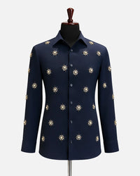 Navy Crystal Starburst Designer Shirt