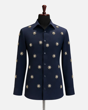 Navy Crystal Starburst Designer Shirt