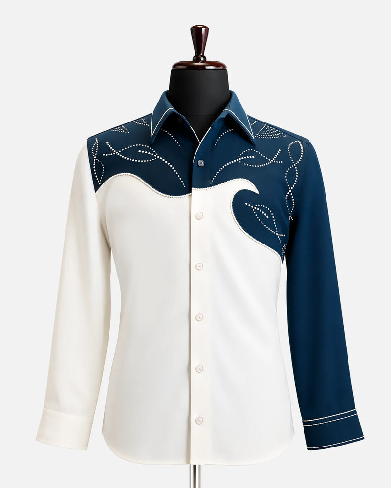 Navy & Ivory Embellished Shacket