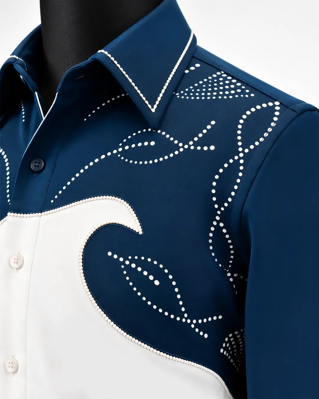 Navy & Ivory Embellished Shacket