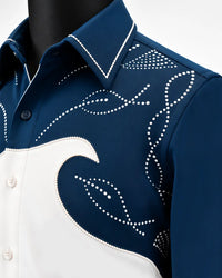 Navy & Ivory Embellished Shacket