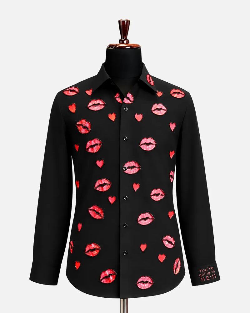 Embellished Lips & Hearts Shirt