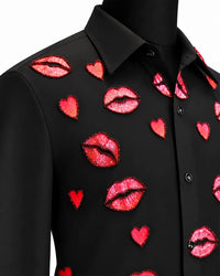 Embellished Lips & Hearts Shirt