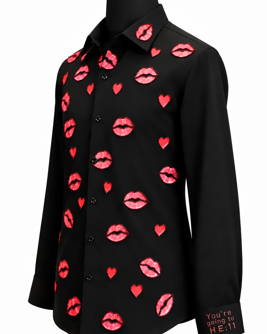 Embellished Lips & Hearts Shirt