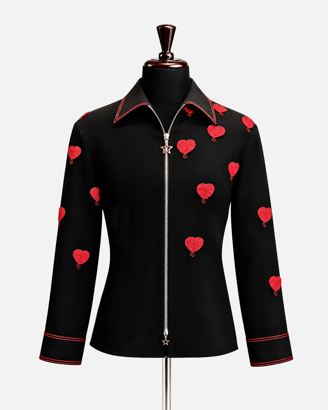 Embellished Heart Zip Shirt