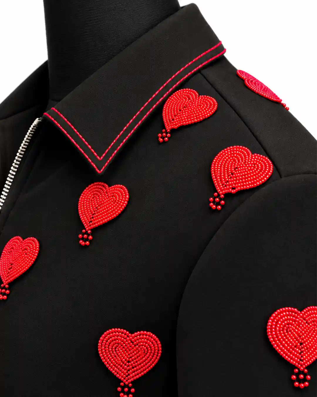 Embellished Heart Zip Shirt