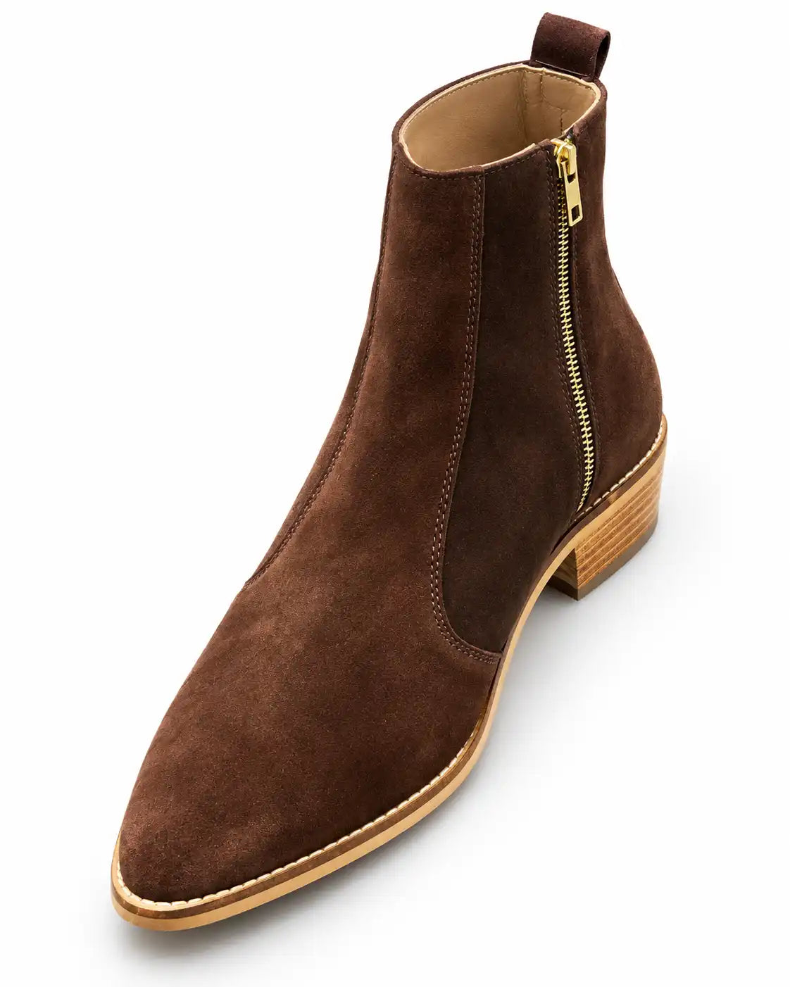 Brown Suede Zip Chelsea Boots