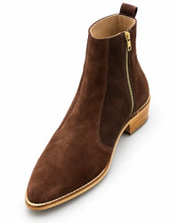 Brown Suede Zip Chelsea Boots
