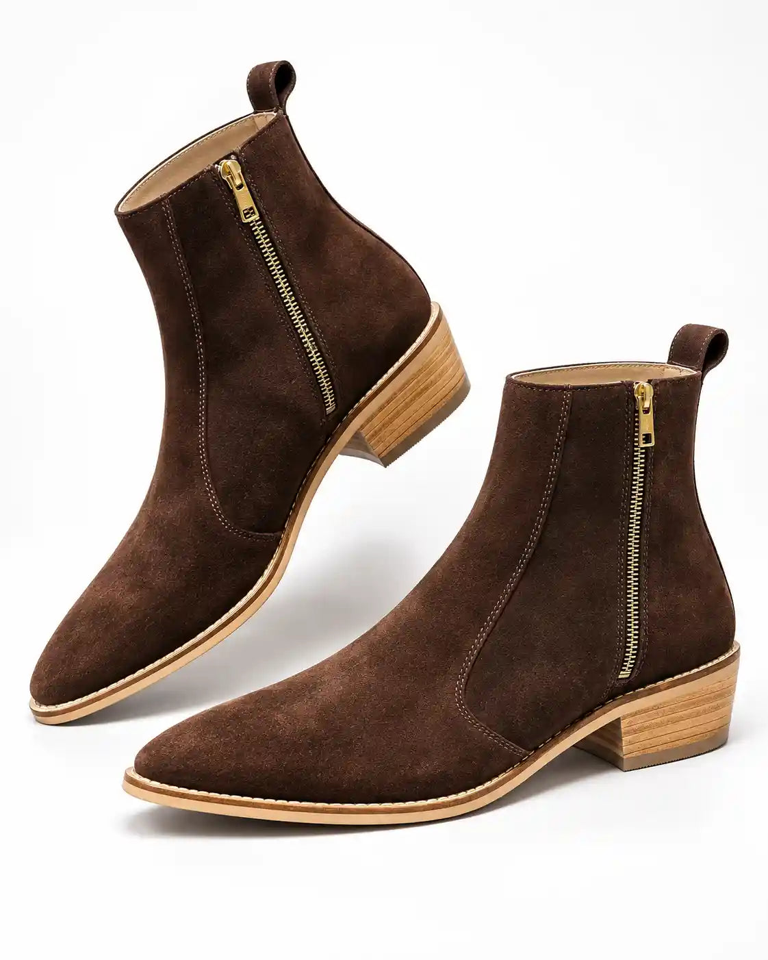 Brown Suede Zip Chelsea Boots