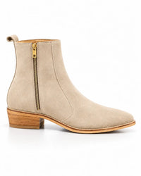 Beige Suede Zip Chelsea Boots