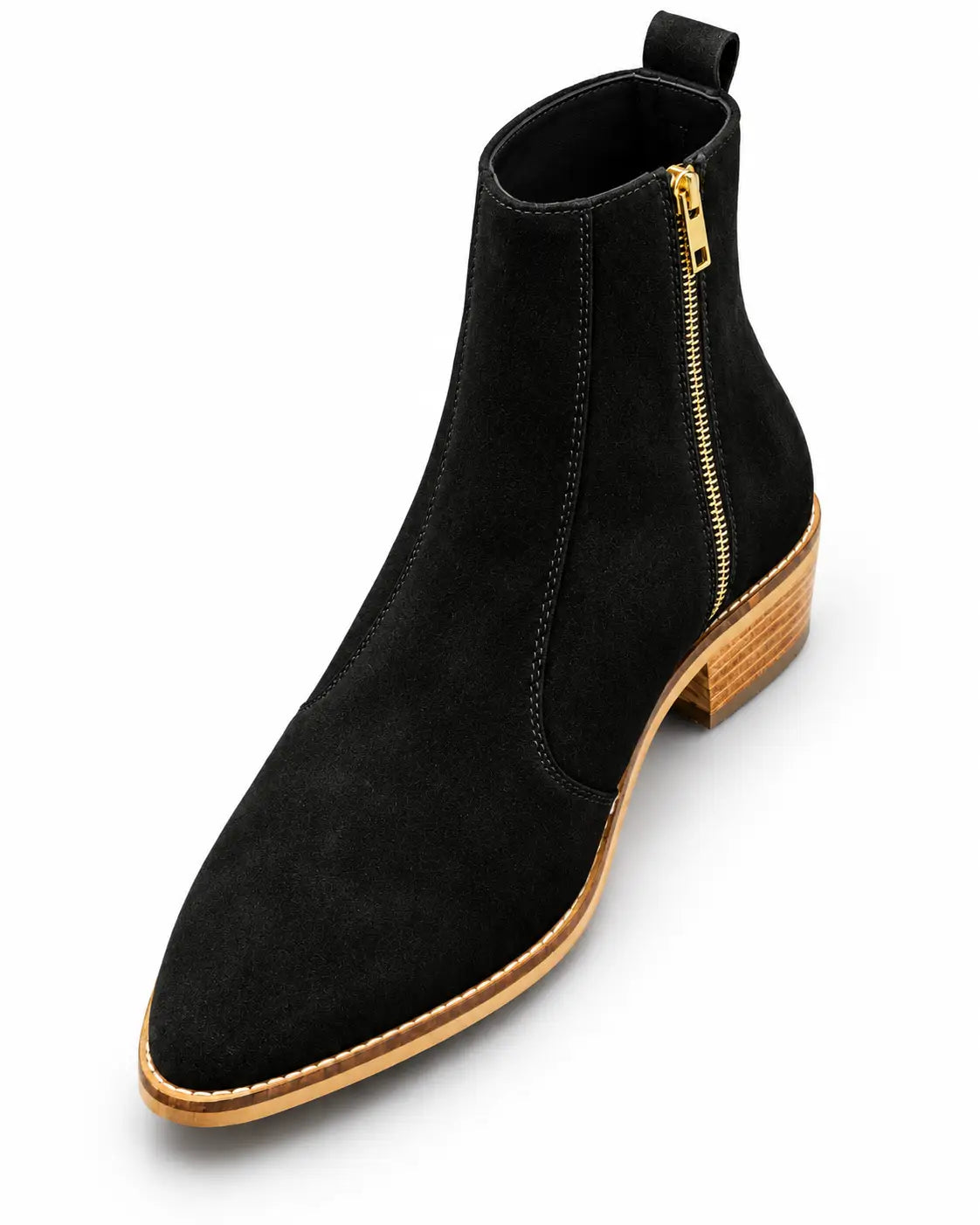 Black Suede Zip Chelsea Boots