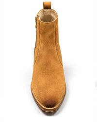 Tan Suede Zip Chelsea Boots