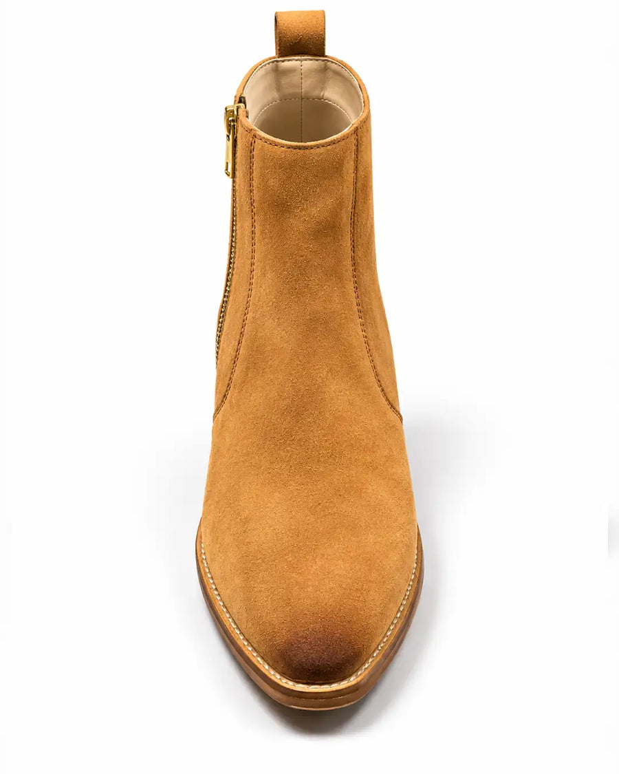 Tan Suede Zip Chelsea Boots - Desire by Bharat Ahuja